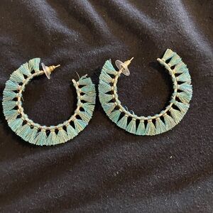 Kendra Scott Eve Aqua Tassel Hoop Earrings